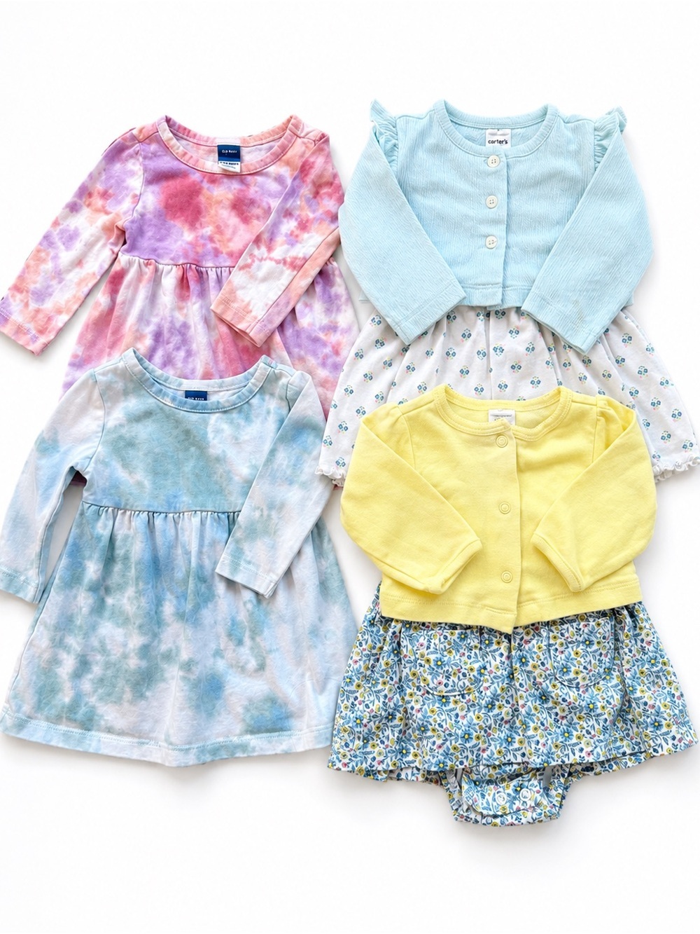 Baby Girl Dress Bundle 3M Tie Dye Floral Cardigans long sleeve dress 3 Months